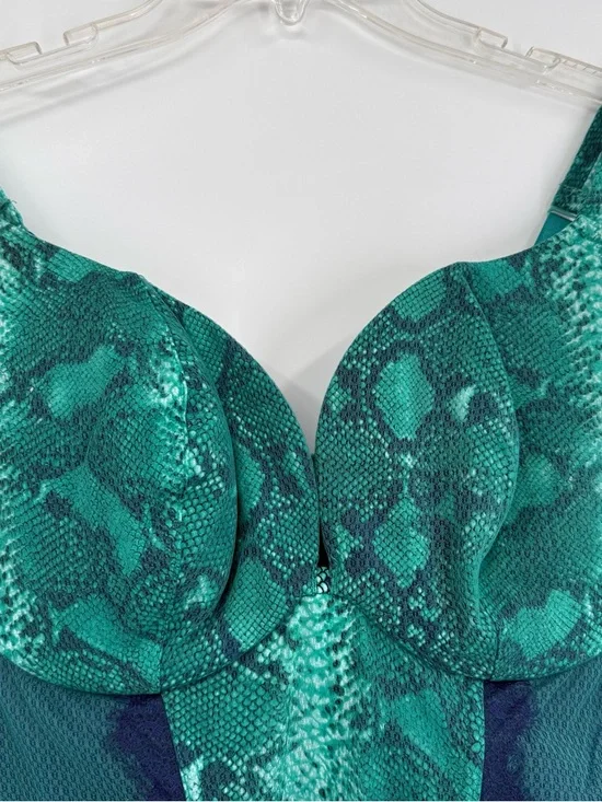 Cacique Women’s Corset Green Snake-Print Lace & Mesh Bustier Size 22/24 - Picture 6 of 7